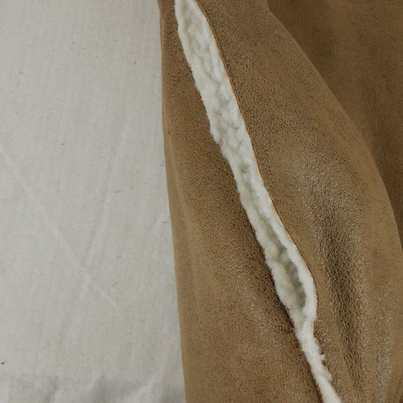 Elaine Turner Womens Sleeveless Faux Suede Leather Open Vest Size M/L Shearling - Picture 3 of 16